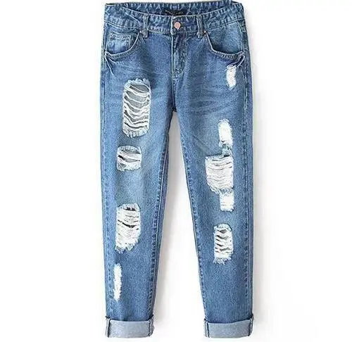 Рваные джинсы-бойфренды